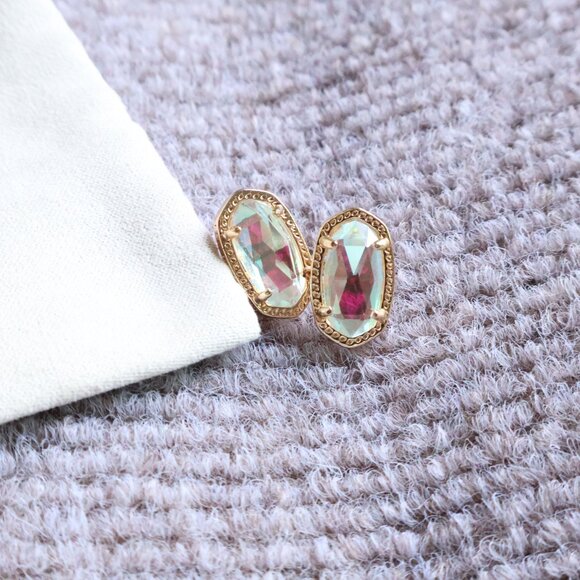 New. Kendra Scott Ellie Gold Dichroic Glass Stud Earrings - Picture 2 of 2